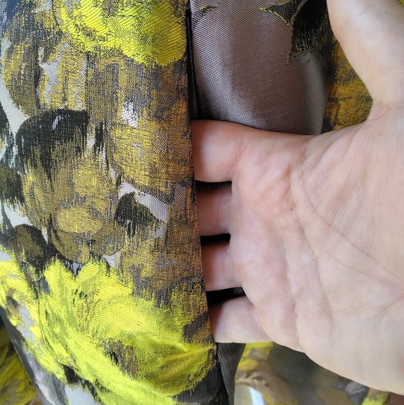 Louche London Gold Abstract Floral Cut Out Back Midi Dress Size Small NWT - Picture 8 of 10